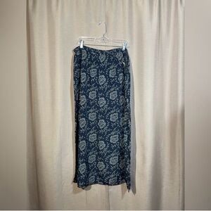 NWT Katherine Stone XL Chic Floral Slit Maxi Skirt Navy & Cream Vintage